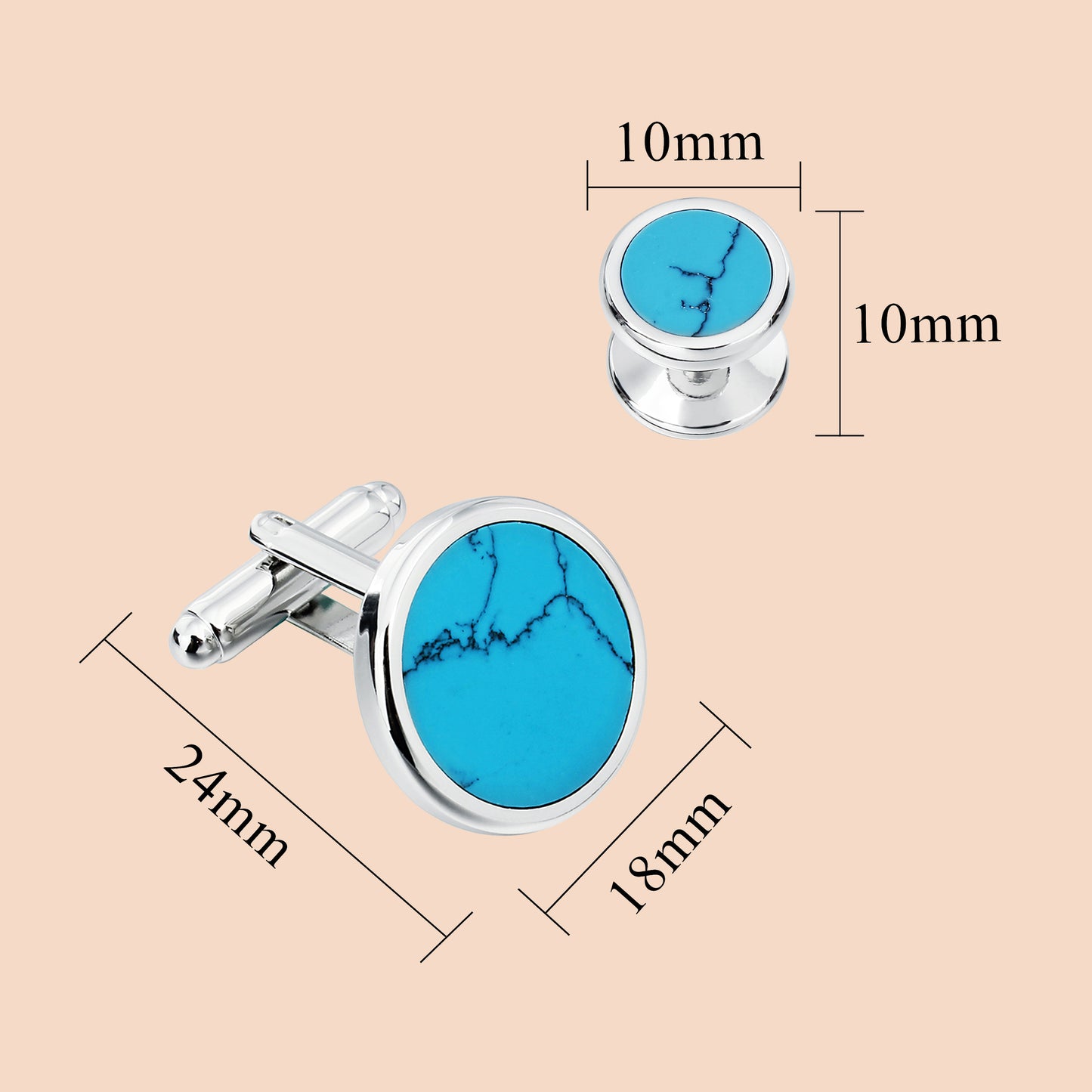 HAWSON  Elegant Stone Cufflinks and Studs Set for Men