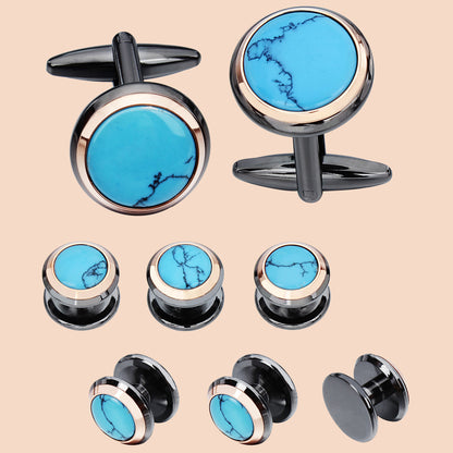 HAWSON Turquoise Cufflinks and Studs Set for Men