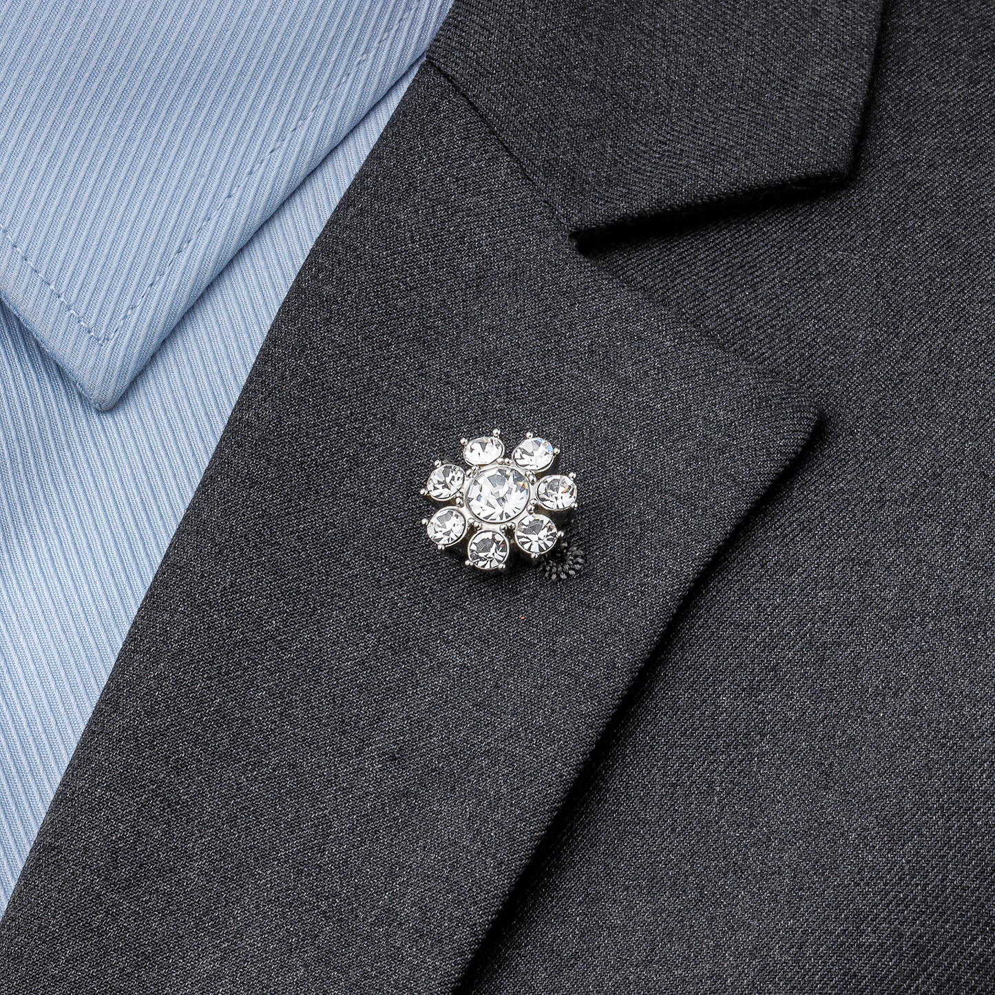 HAWSON Crystal Flower Lapel Pin for Men Women.