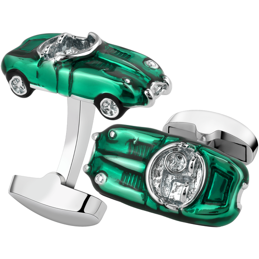 Green Classic Car Cufflinks for Men.