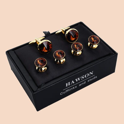 HAWSON Swarovski Crystal Cufflinks and Studs Set