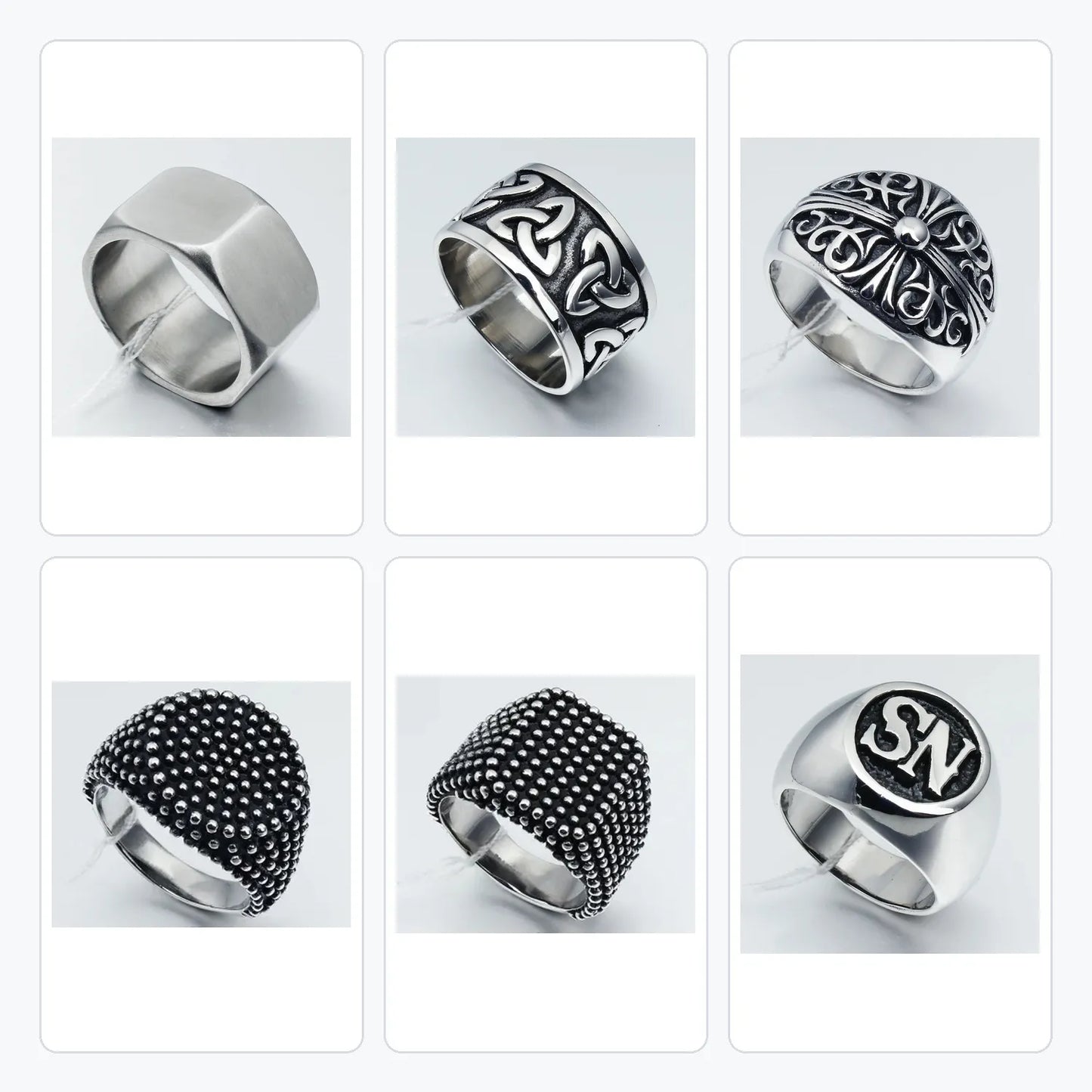 6Pcs Gothic Ring Clearance Set | Fixed Mix of Skull & Cross Styles