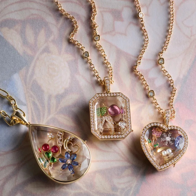 Openable Hollow Glass Locket Necklace - 14K Gold DIY Necklace