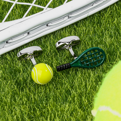 Tennis Racket and Ball Cufflinks for Men.