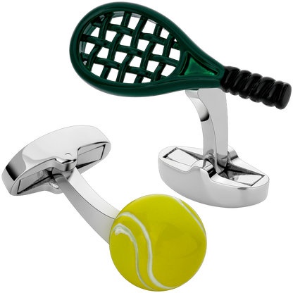 Tennis Racket and Ball Cufflinks for Men.