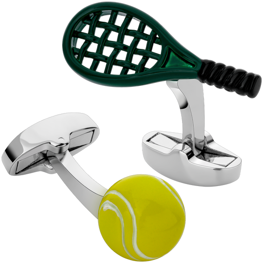 Tennis Racket and Ball Cufflinks for Men.