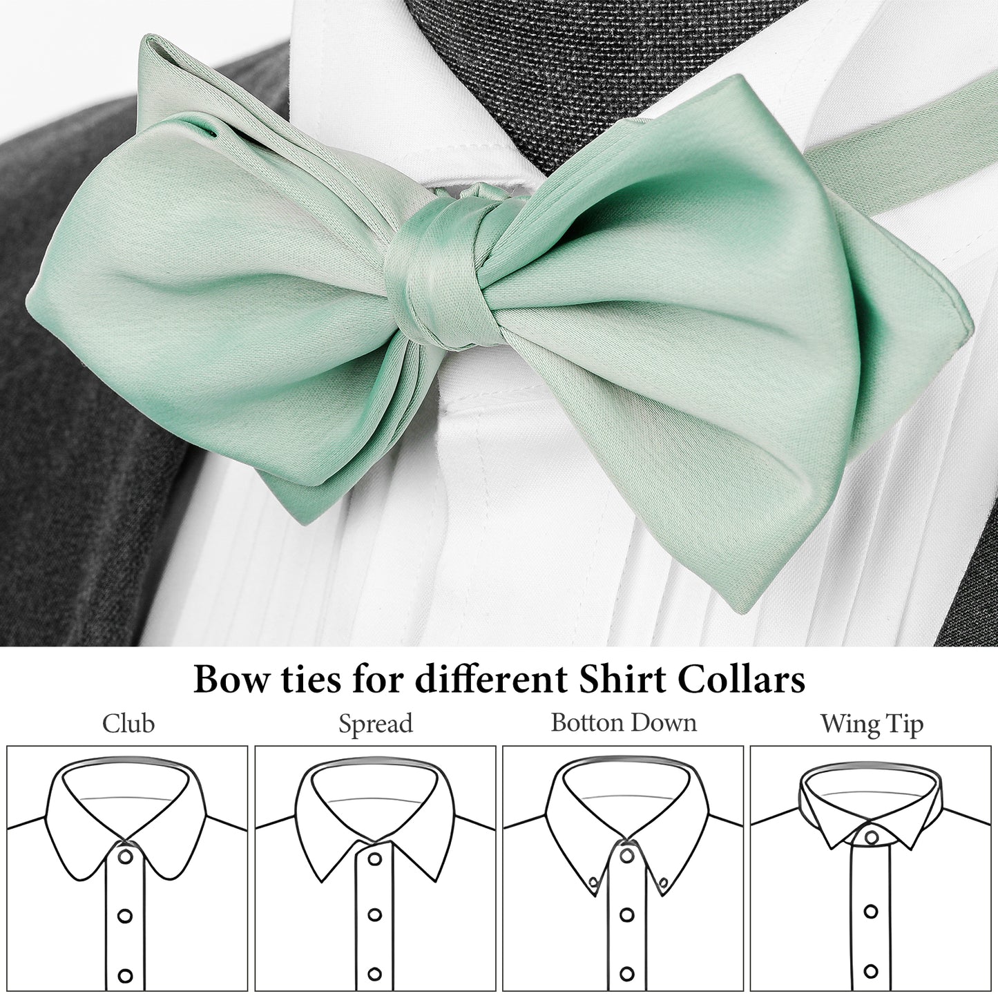 Light green Bow Tie Adjustable Bow Tie Mens Adult Bowtie