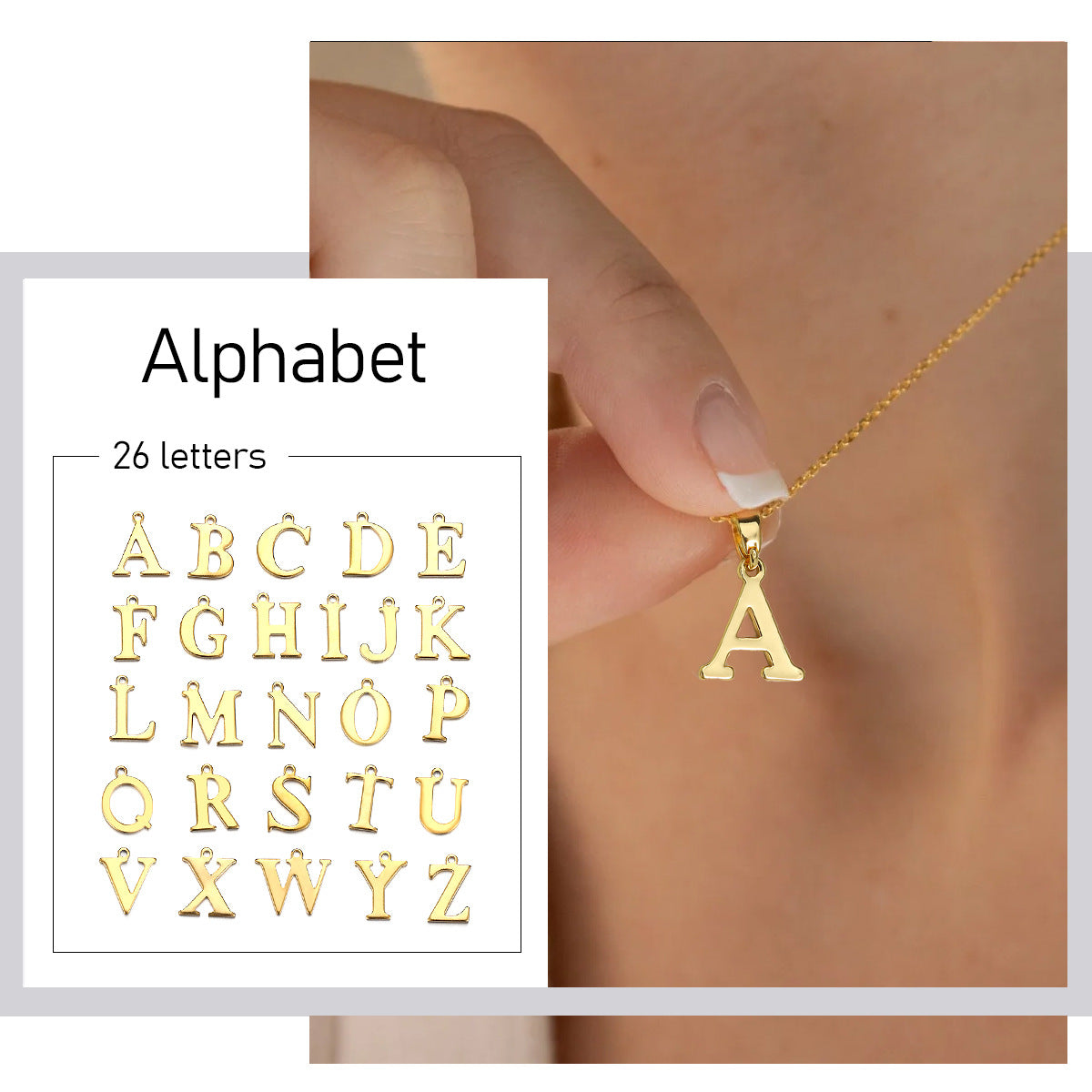 Stainless Steel A–Z Initial Necklace, Gold-Plated Personalized Letter Pendant