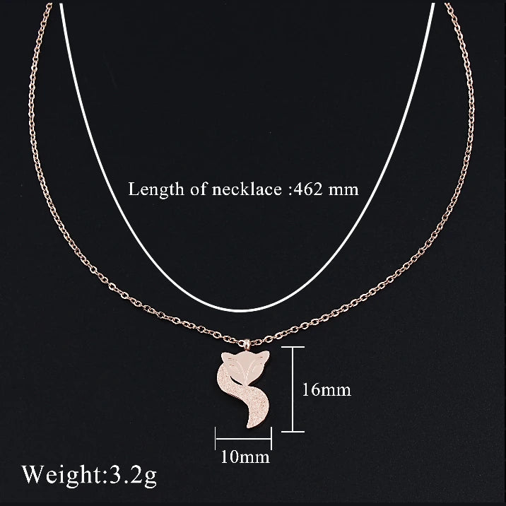 6Pcs Rose Gold Pendant Necklace Set, Stainless Steel Women Necklaces