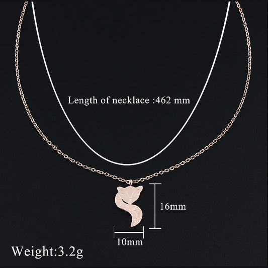 6Pcs Rose Gold Pendant Necklace Set, Stainless Steel Women Necklaces