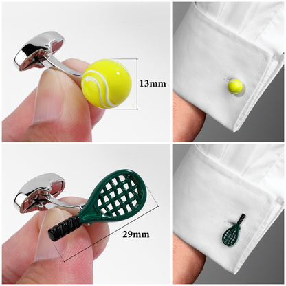 Tennis Racket and Ball Cufflinks for Men.