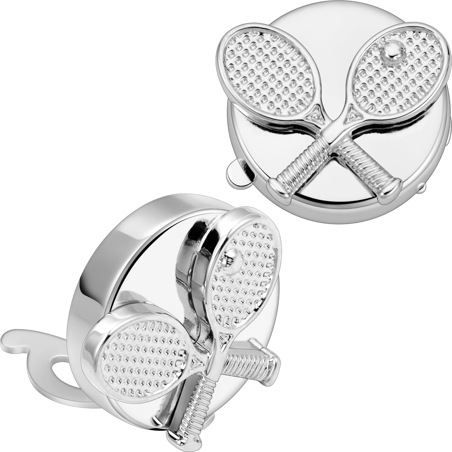 Tennis Racket Cufflinks Silver Tone 3D Sport Theme Men's French Dress Shirt Cuff Links