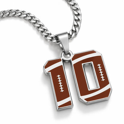 Stainless Steel Football Number Necklace | 0-99