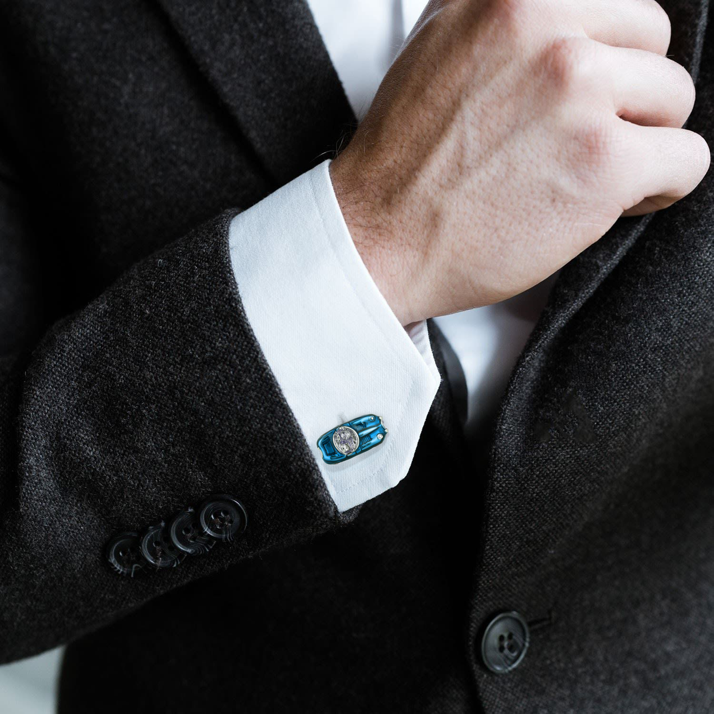 Blue Classic Car Cufflinks for Men.