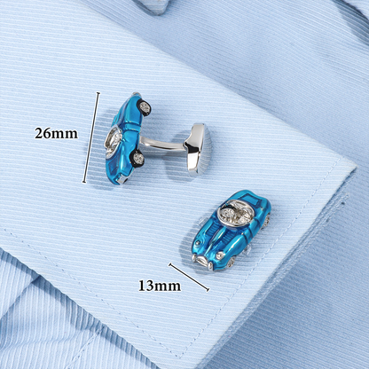 Blue Classic Car Cufflinks for Men.