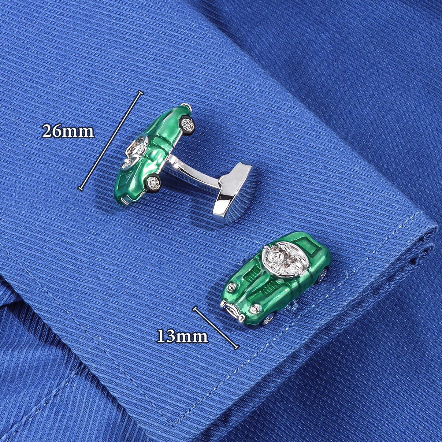 Green Classic Car Cufflinks for Men.