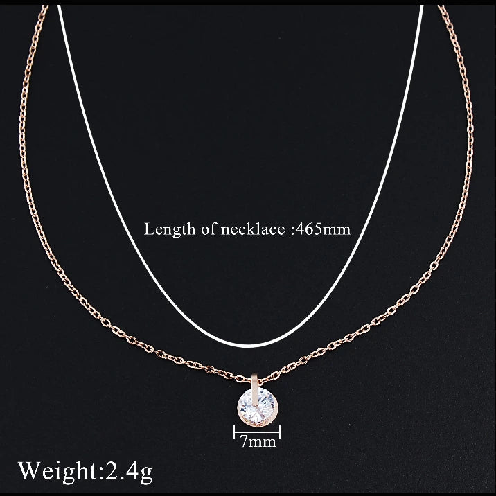 6Pcs Rose Gold Pendant Necklace Set, Stainless Steel Women Necklaces