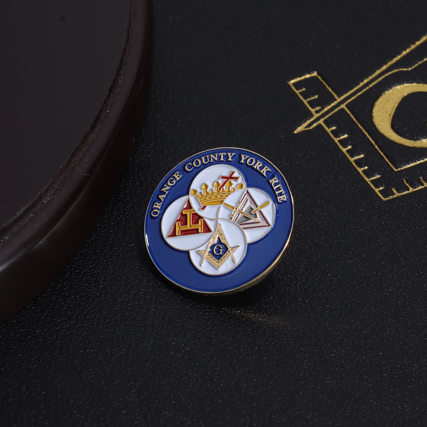 Orange County York Rite Lapel Pin Gold Plated Enamel for Freemasons | Masonic Lodge Accessory Gift