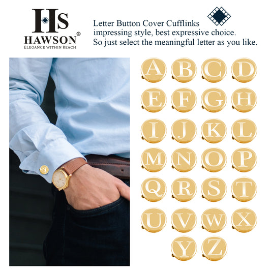 HAWSON Personalized Letter Cufflinks Custom Initials button