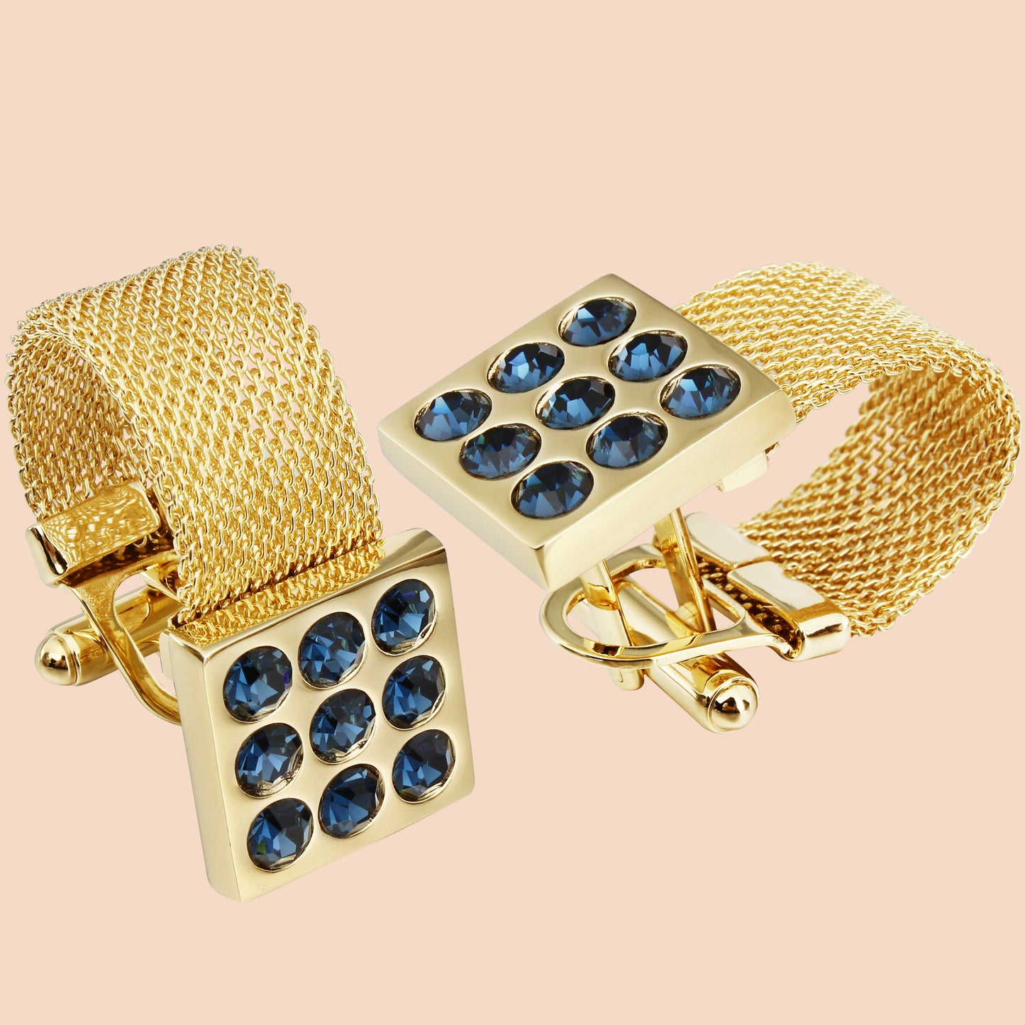 HAWSON 24K Gold Tone Crystal Cufflinks with Chain