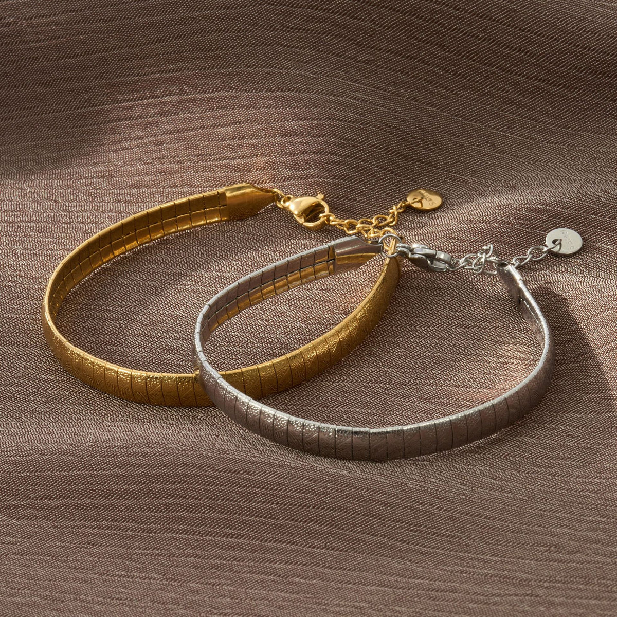 Wholesale Gold Hoop Earrings & Silver Snake Chain Bracelet Set
