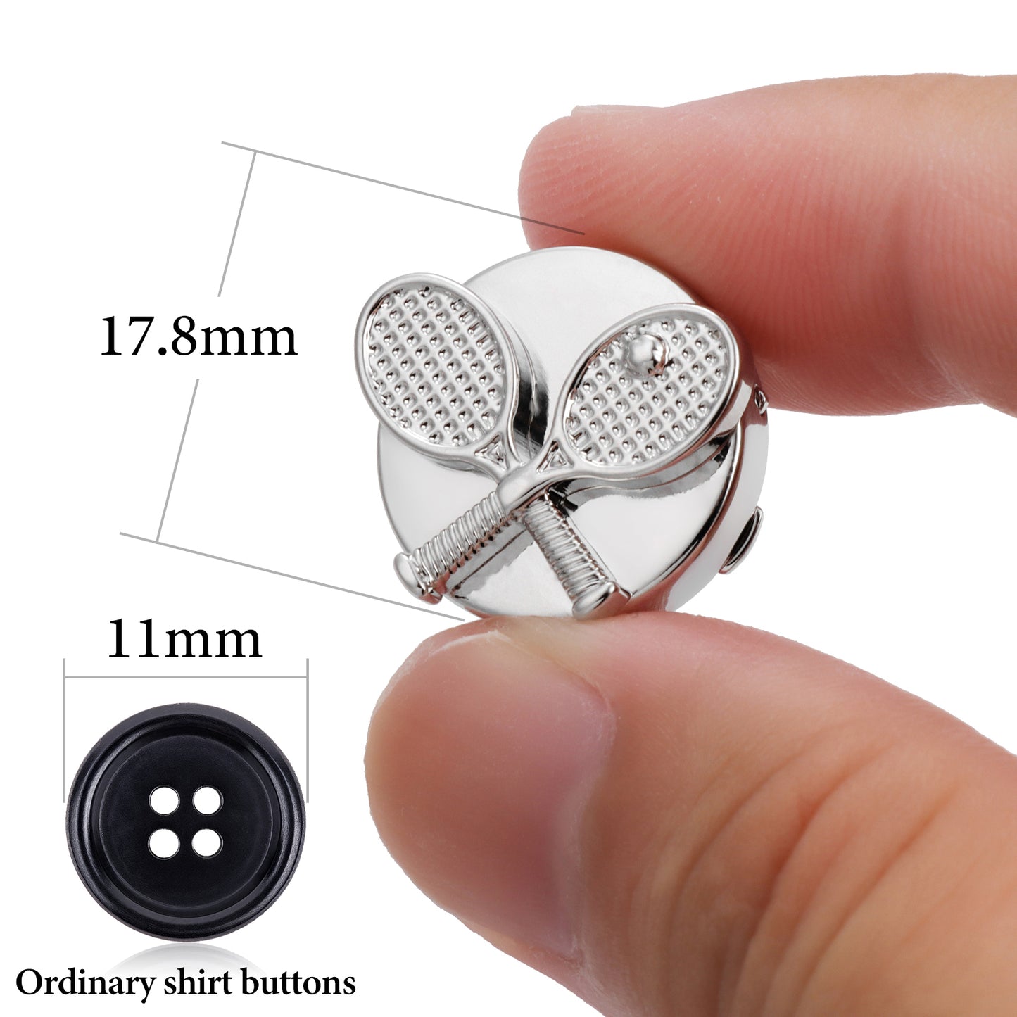Tennis Racket Cufflinks Silver Tone 3D Sport Theme Men's French Dress Shirt Cuff Links