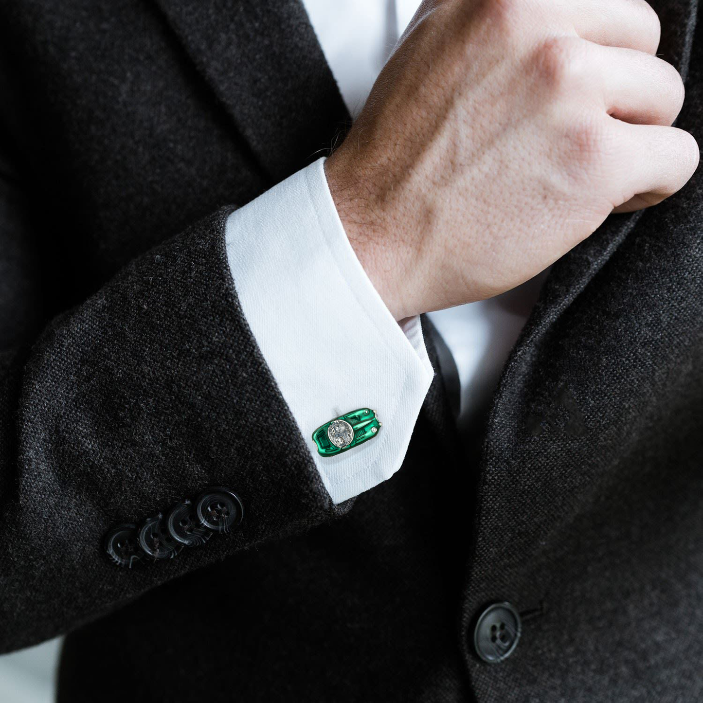 Green Classic Car Cufflinks for Men.