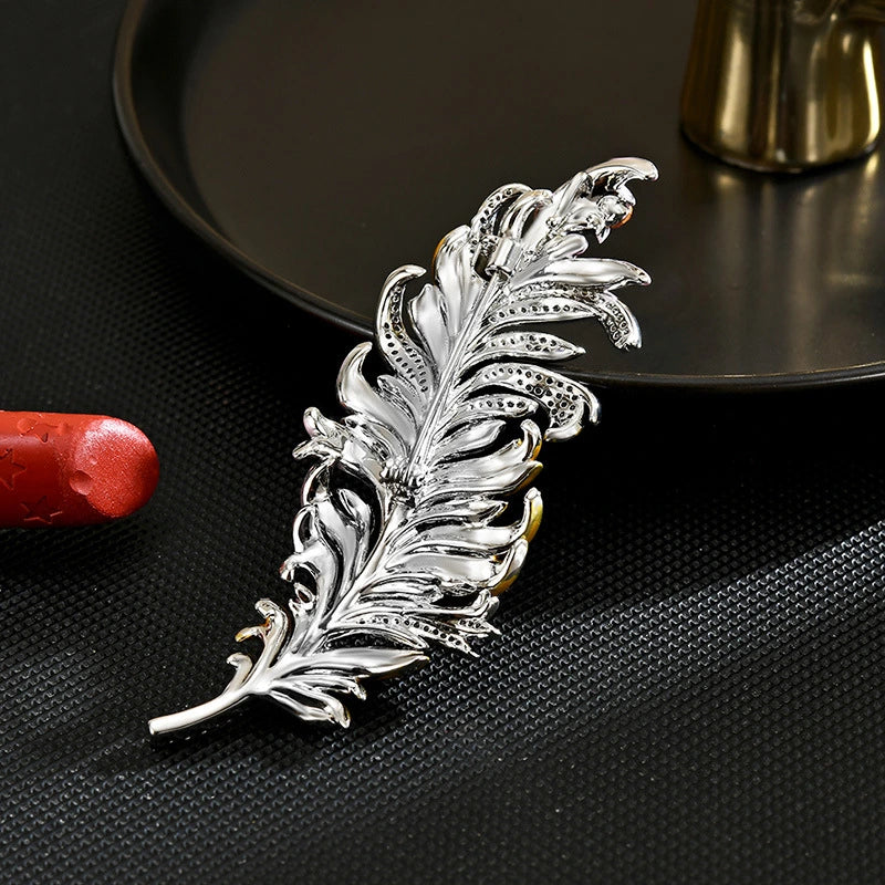 Multicolor Crystal Feather Brooch | Zircon Luxury Men Formal Lapel Pin