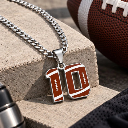 Stainless Steel Football Number Necklace | 0-99