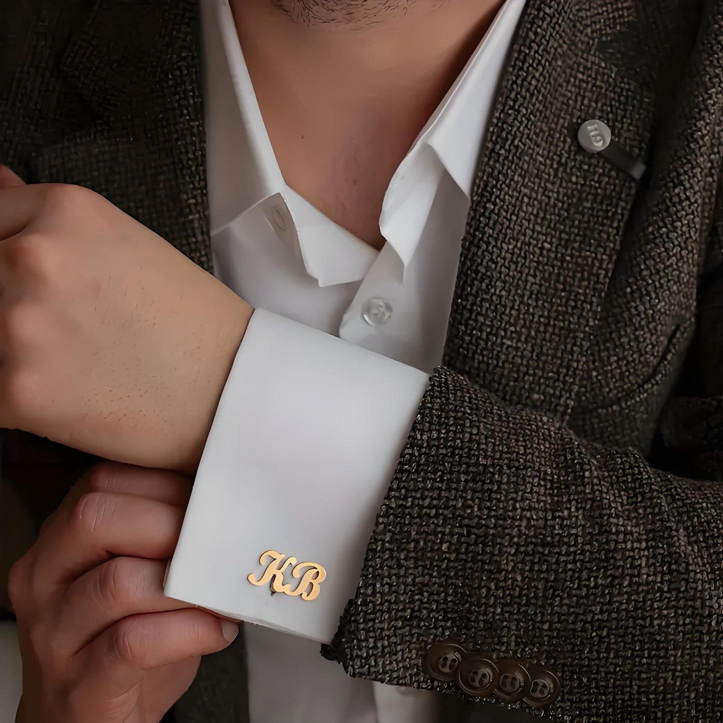 Custom Initial Cufflinks | Stainless Steel Personalized Monogram Cuff Links
