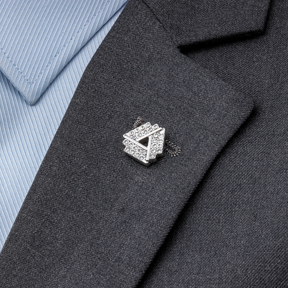 HAWSON Silver Tone Brooch for Men-Triangles