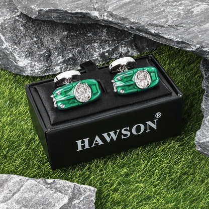 Green Classic Car Cufflinks for Men.