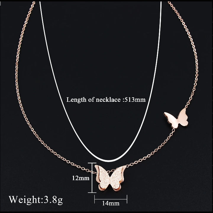6Pcs Rose Gold Pendant Necklace Set, Stainless Steel Women Necklaces