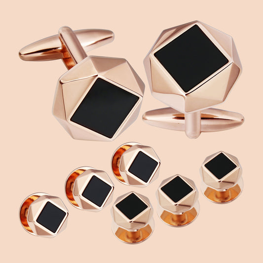 HAWSON Enamel Jewelry Cufflinks and Studs Set for Men