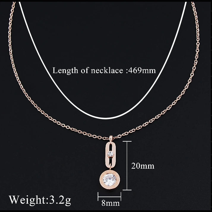 6Pcs Rose Gold Pendant Necklace Set, Stainless Steel Women Necklaces