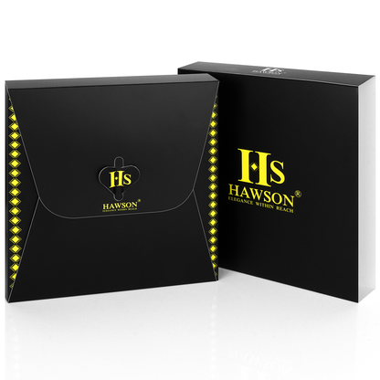 HAWSON Black Bow Ties Pocket Square Set with Cufflinks and Studs