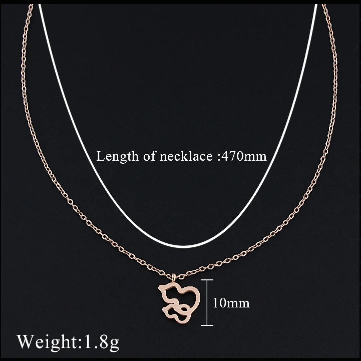 6Pcs Rose Gold Pendant Necklace Set, Stainless Steel Women Necklaces