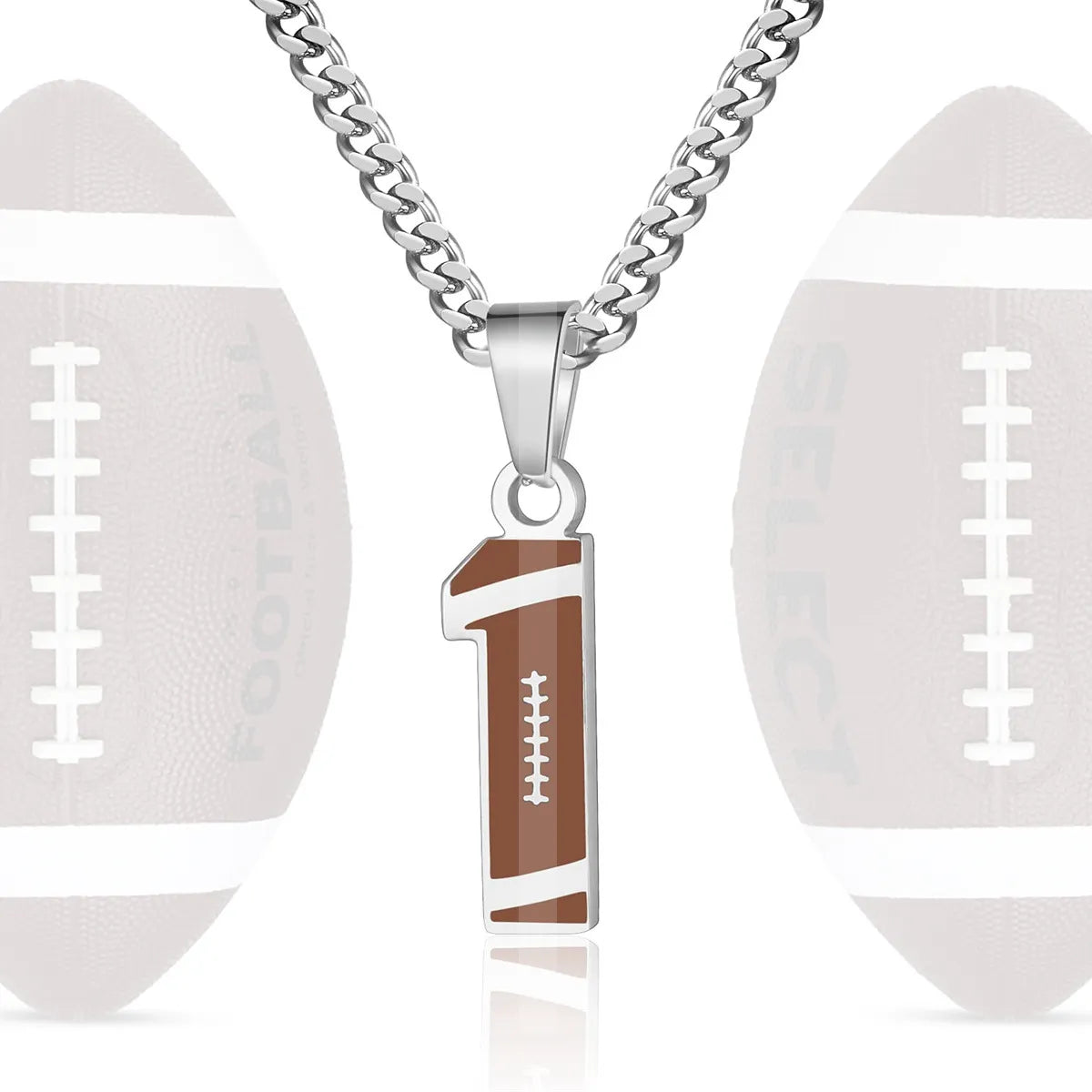 Stainless Steel Football Number Necklace | 0-99