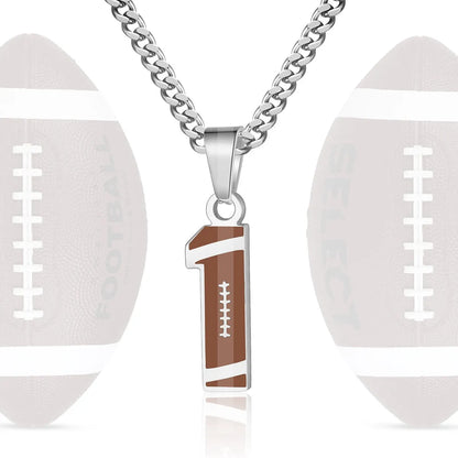 Stainless Steel Football Number Necklace | 0-99
