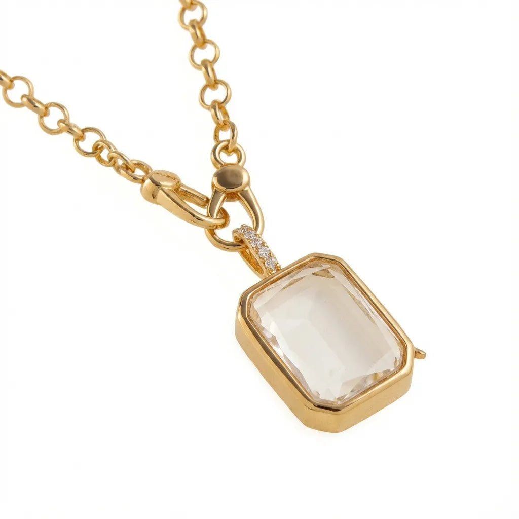 Openable Hollow Glass Locket Necklace - 14K Gold DIY Necklace