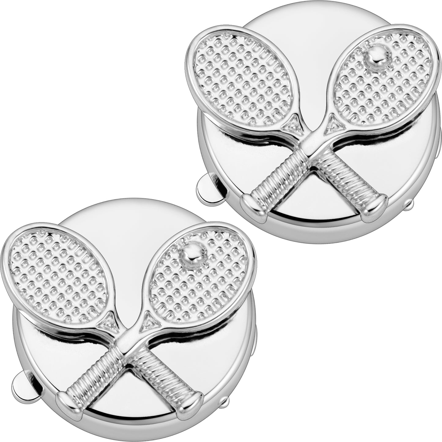 Tennis Racket Cufflinks Silver Tone 3D Sport Theme Men's French Dress Shirt Cuff Links