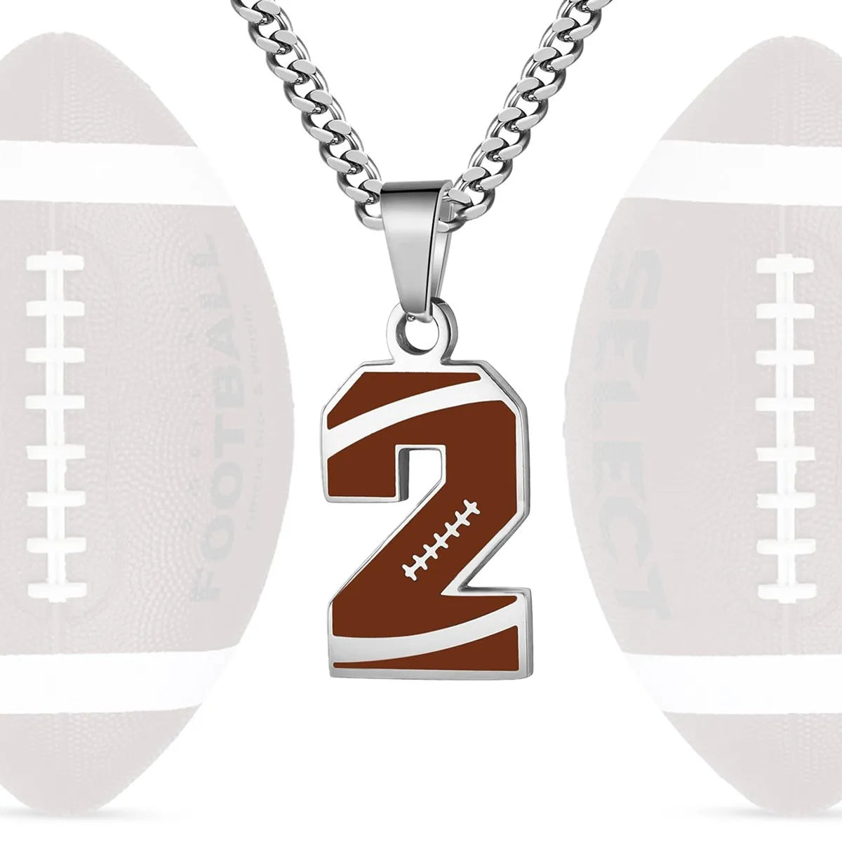 Stainless Steel Football Number Necklace | 0-99