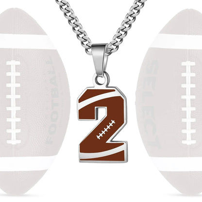 Stainless Steel Football Number Necklace | 0-99