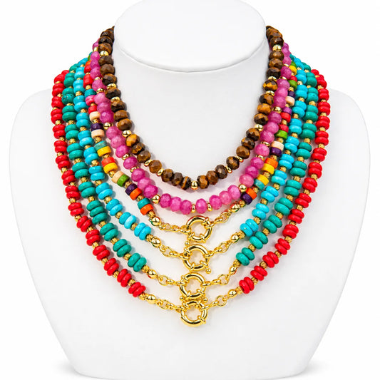 Abacus Bead Layered Necklace Set | Statement Boho