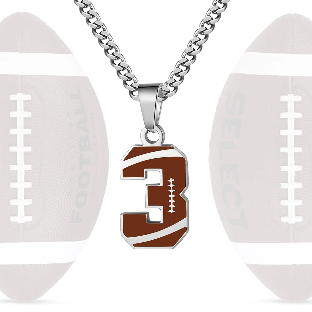 Stainless Steel Football Number Necklace | 0-99