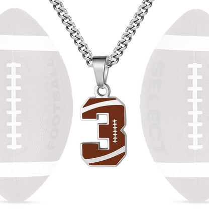 Stainless Steel Football Number Necklace | 0-99