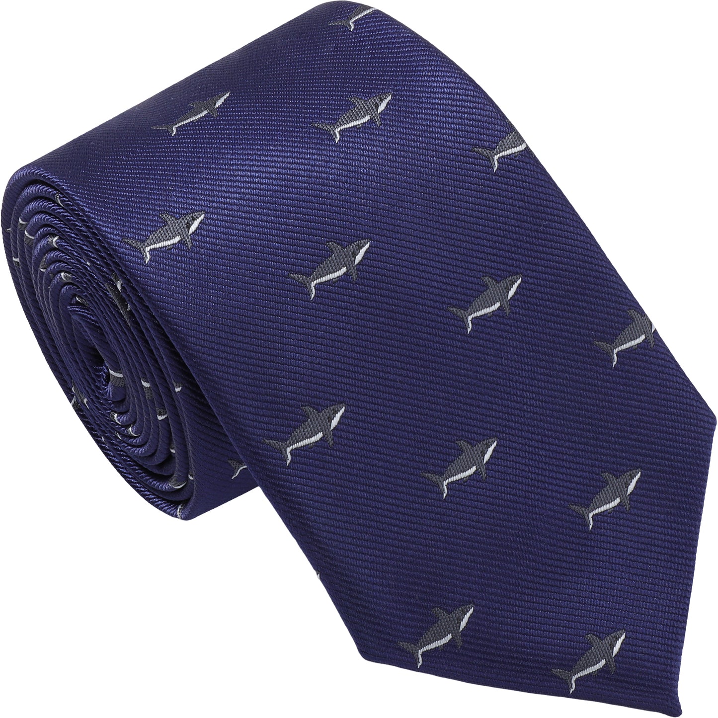 Navy Blue Shark Necktie | Men's Polyester Casual Formal Novelty Accessory Gift