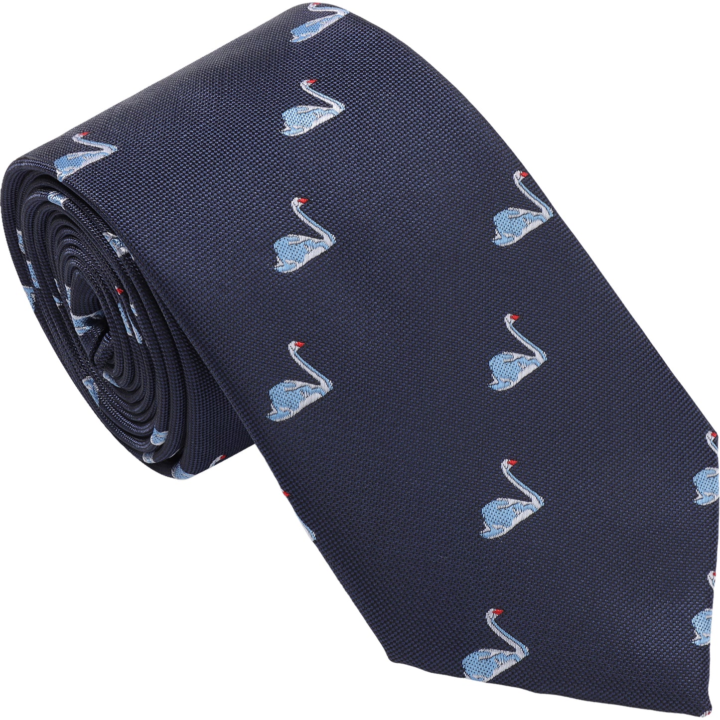 Navy Blue Swan Necktie | Men's Polyester Casual Formal Novelty Accessory Gift