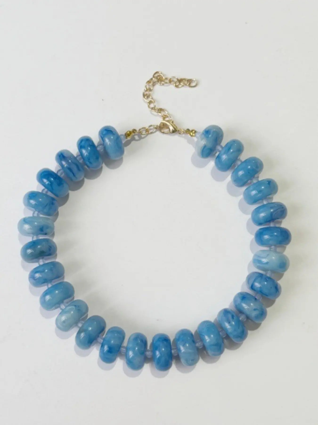 Ocean Blue Marble Bead Choker Necklace