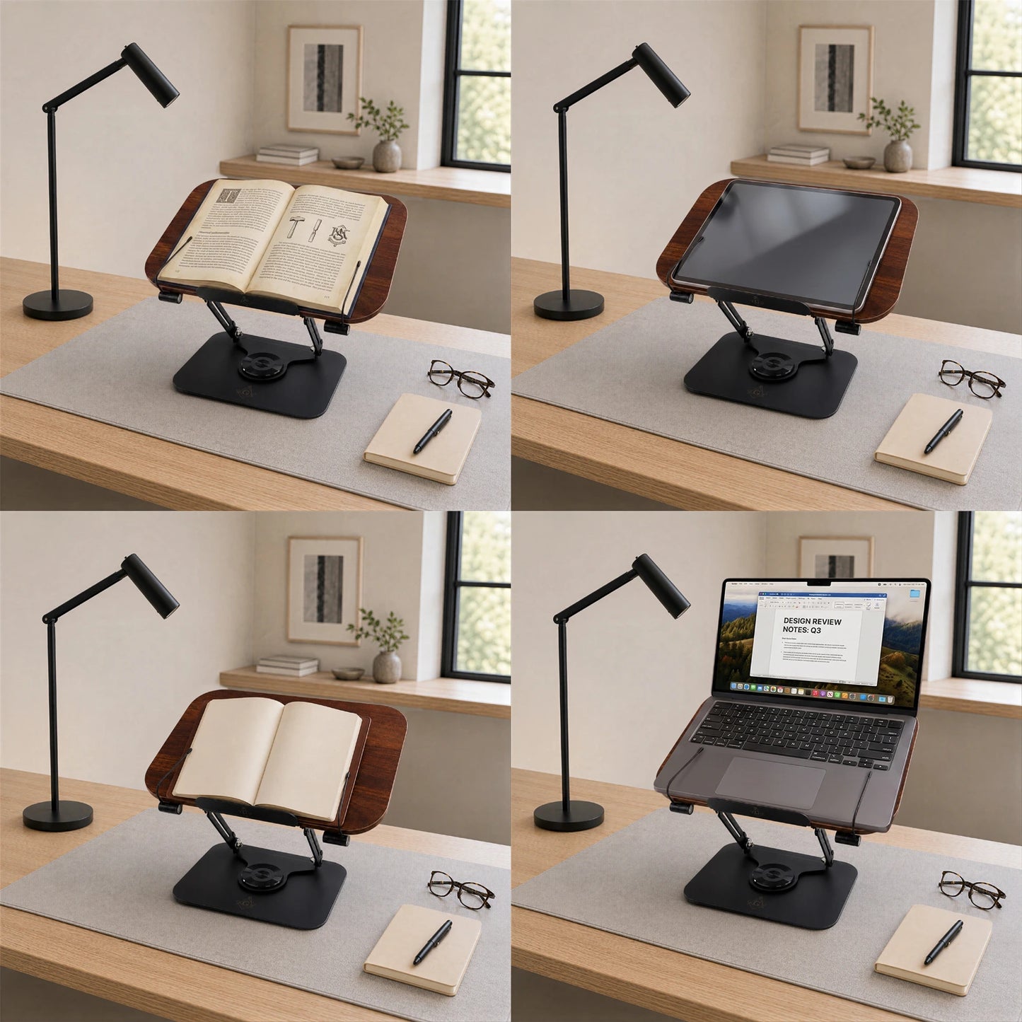 Adjustable Masonic Book Stand | 360° Rotate Wooden Laptop Tablet Reading Holder